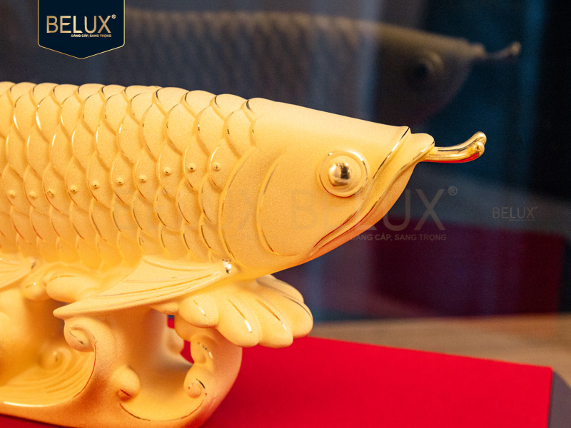 Tượng Cá Rồng dát vàng cát  23.5x5x10.5cm